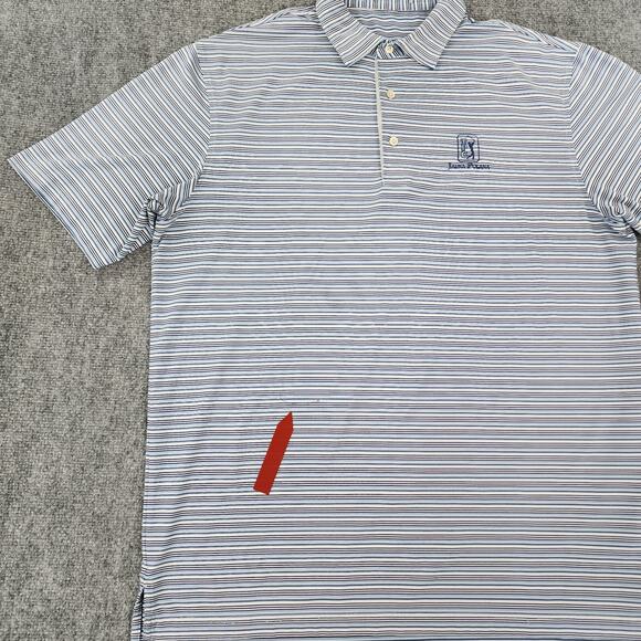 Peter Millar Polo Mens XXL Blue White Stripe Jasna Polana Performance Golf Shirt - Picture 13 of 16